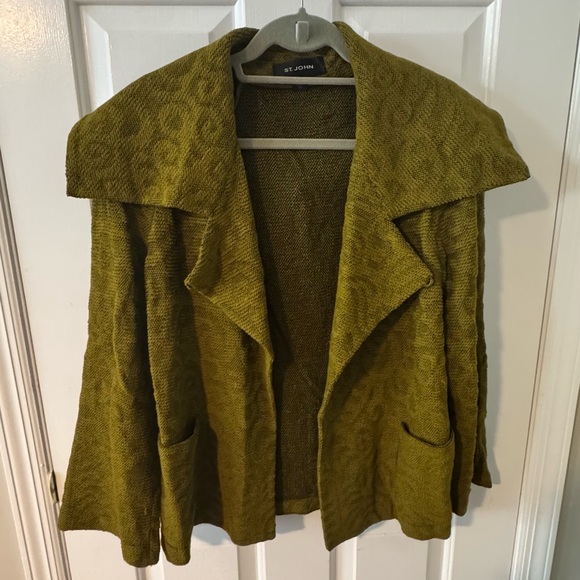 St. John Olive Scroll Tapestry Wool Blend Jacket - Picture 4 of 12